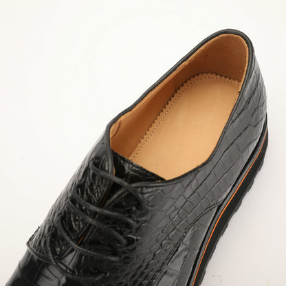 新型ワニ皮メンズ革靴 本革カジュアル厚底 滑り止め ビジネスシューズ