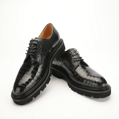 新型ワニ腹の皮メンズ革靴 本革 高品質 厚底 ビジネスシューズ
