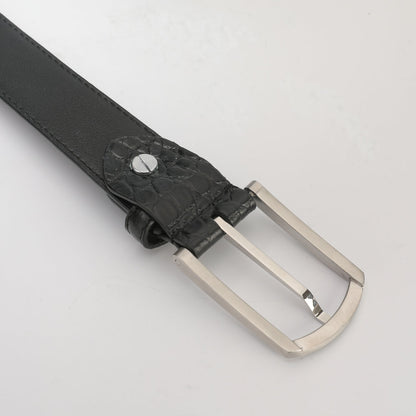 ワニ皮ベルト本革男女兼用3.4cm カジュアルベルト