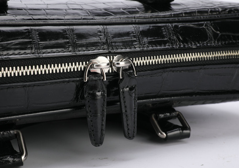 シャムワニ腹の皮 本革 メンズブリーフケース 高品質 男性用オフィスバッグ ビジネスバッグ ファイルバッグ 手提げかばん