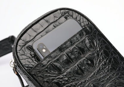 ワニ骨の皮 メンズバストバッグ 本革カジュアル アウトドア ショルダーバッグ 斜めがけバッグ ミニファッションウエストバッグ