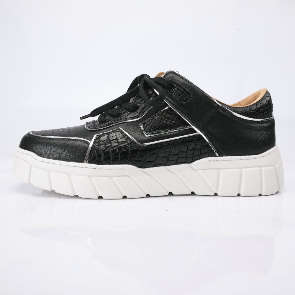 2023新品 ワニ腹の皮 メンズカジュアルシューズ 優れた通気性 ファッション厚底男性靴
