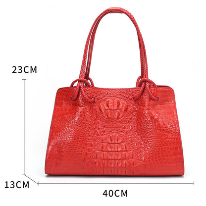 クロコダイル革の大容量レディースハンドバッグおしゃれなシンプルレディースバッグショルダークロスバッグ
