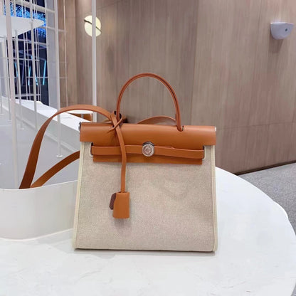 大容量通勤バッグ高級感のサドルバッグハンドバッグファッションコントラストカラーショルダーバッグ女性