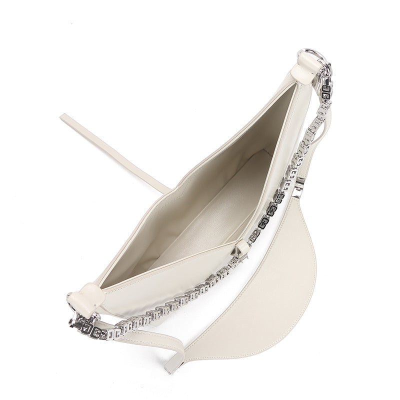 V型チェーンバッグわきの下バッグ本革ショルダーバッグおしゃれレディースバッグ