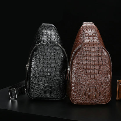 メンズバストバッグ ワニ皮 本革 大容量 アウトドア スポーツ バックパック カジュアル ファッション ウエストポーチ