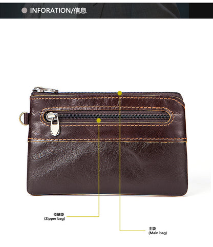 メンズ財布 牛皮 レトロ カジュアル ファスナー大容量  男性用ウォレットコインバッグ