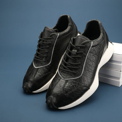 ダチョウ皮 男性靴 本革 耐摩耗 滑り止め ファッションスポーツカジュアルシューズ