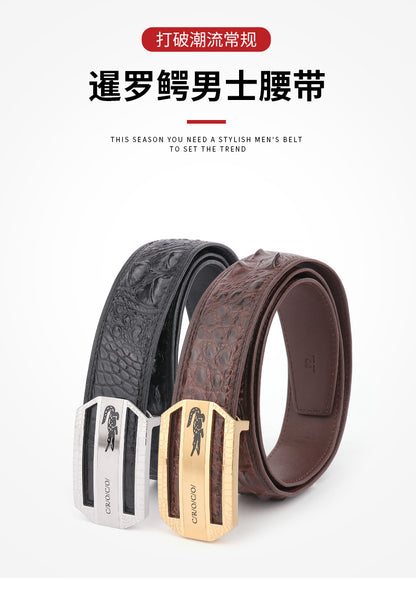 メンズベルトシャムワニの皮 本革製つなぎ合わせなしカジュアル男性用ベルト