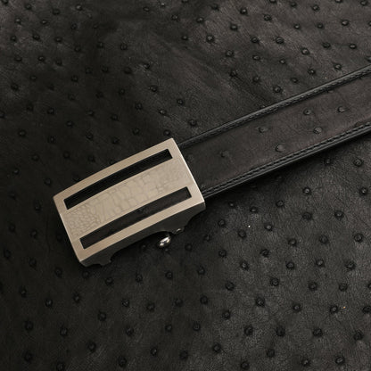 ダチョウ皮 本革メンズベルト自動バックル カジュアル 幅3.4cm 男性ベルト ギフト プレゼント