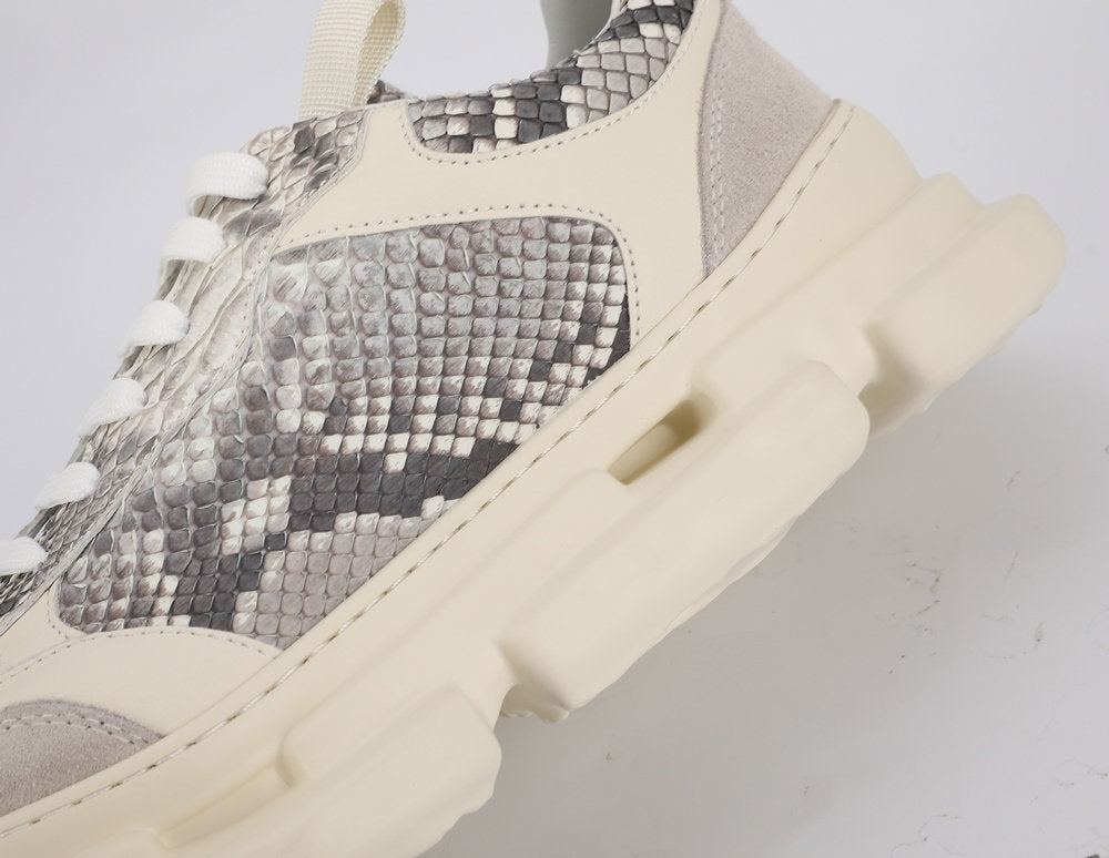 ニシキヘビ皮 メンズカジュアルシューズ ファッション厚底男性靴