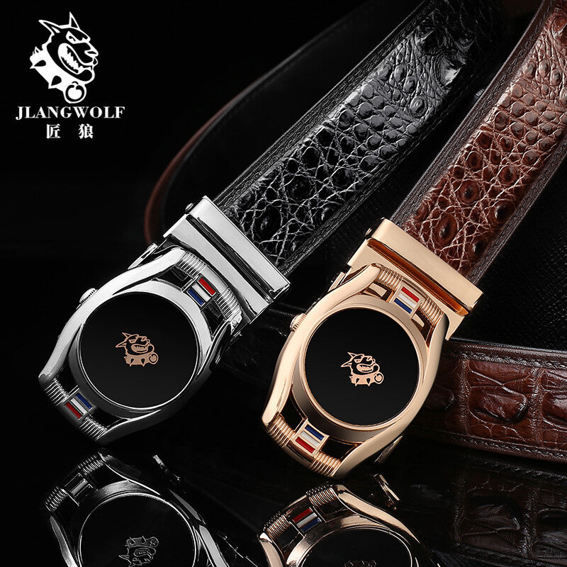Men's Belt Crocodile Skin Genuine Leather Automatic Buckle Fashion Casual High Quality Men Belt 