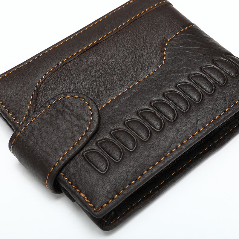 メンズ短財布 牛皮本革製 レトロ 多機能 男性用カードバッグウォレット