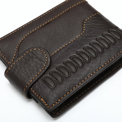 メンズ短財布 牛皮本革製 レトロ 多機能 男性用カードバッグウォレット
