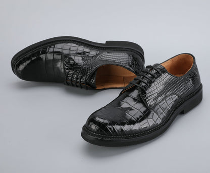 ワニ皮本革製メンズ革靴 カジュアル ビジネスシューズ