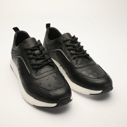 ダチョウ皮 男性靴 本革シンプル ファッション カジュアルシューズ