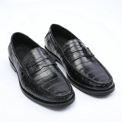 2023 New Crocodile Belly Skin Men's Leather Shoes Genuine Leather Moccasins Business Casual Shoes 