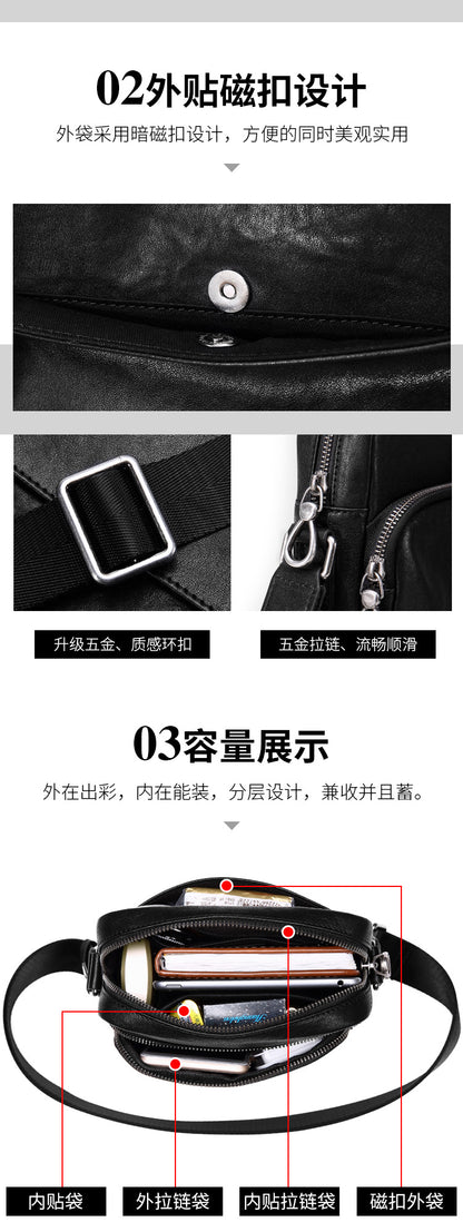 メンズショルダーバッグ 牛皮本革製 ビジネスカジュアル ファッション 大容量斜めがけバッグ