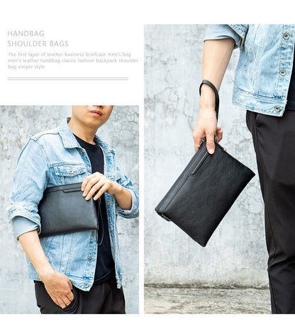 メンズクラッチバッグ 牛皮 本革製 韩国ファッション ビジネス男性用手首バッグ