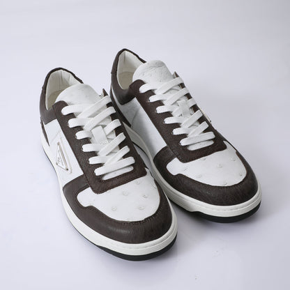 2023 New Ostrich Skin Men's Sneakers Genuine Leather Casual Fashion Men's Shoes 
