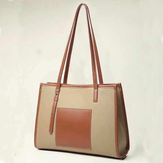 レディースバッグ通勤OL トートバッグ本革レディースショルダーバッグスプライス 大容量牛革