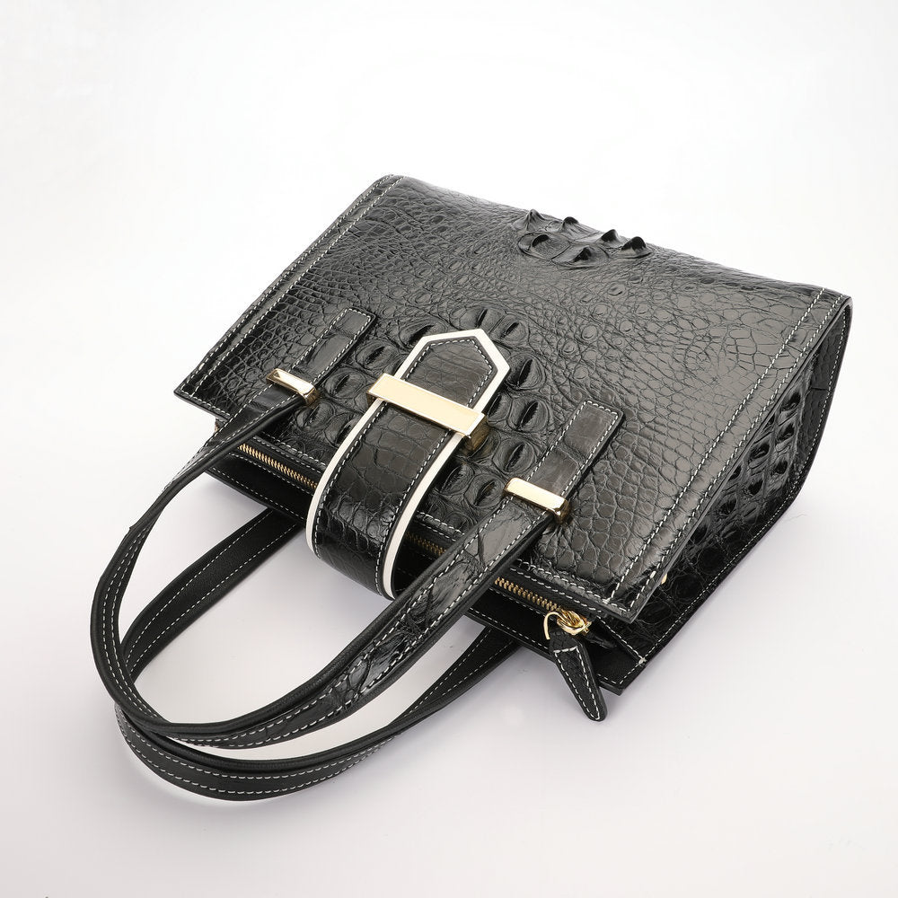 レディース  レザートートバッグ 何とでも合う シャムワニ皮 ショルダーバッグ 2wayバッグ