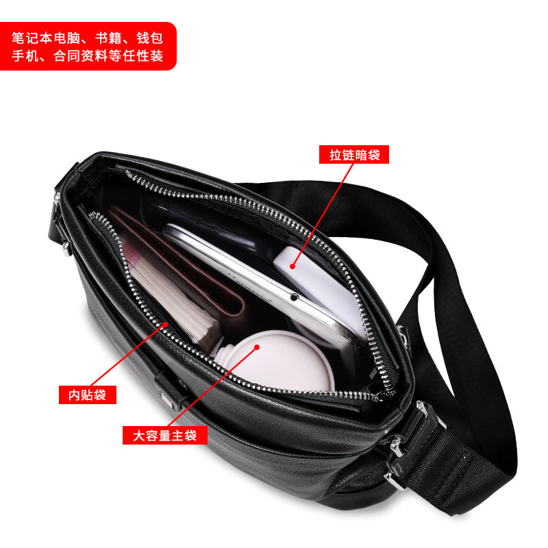 メンズショルダーバッグ 牛皮本革製 大容量 カジュアル男性用バッグ