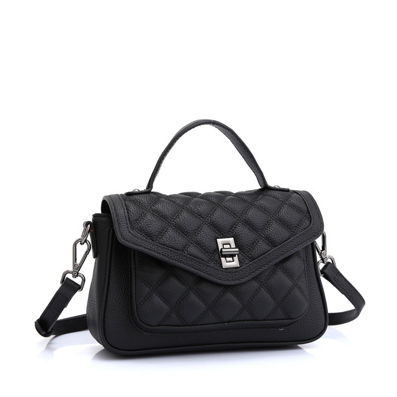 小方形バッグフランスの気質菱格子ハンドバッグスショルダーバッグ牛革女性バッグ