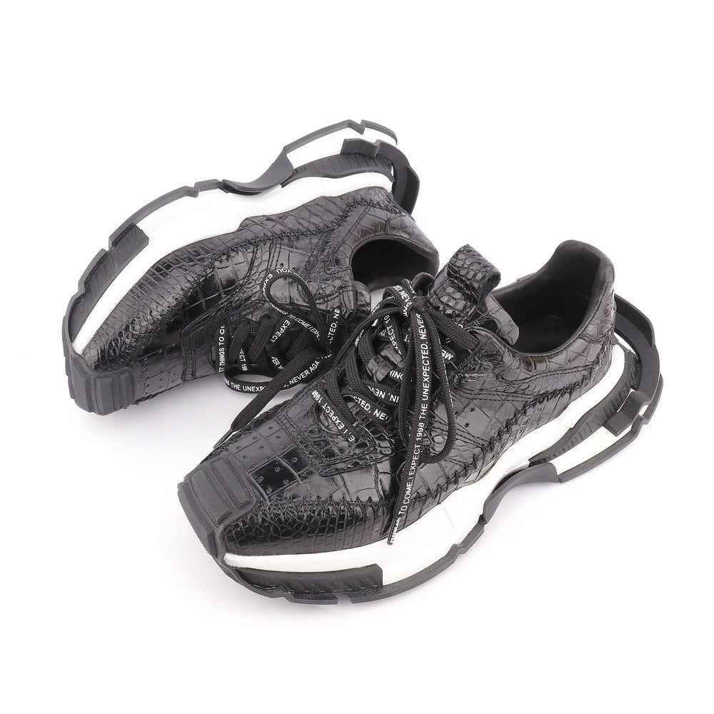 Taisham Crocodile Skin Genuine Leather Men's Sneakers Fashion Men Shoes 