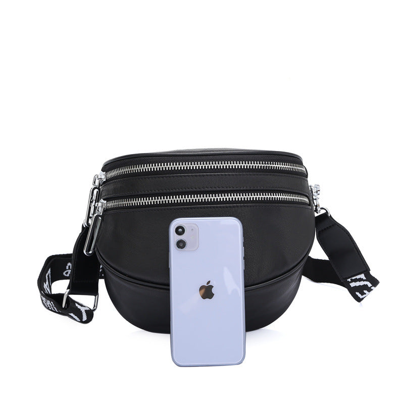 ファスナーファッション牛革ショルダーバッグ本革女性バッグスショルダーバッグ 何とでも合う