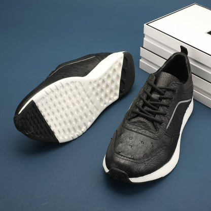 ダチョウ皮 男性靴 本革シンプル ファッション カジュアルシューズ