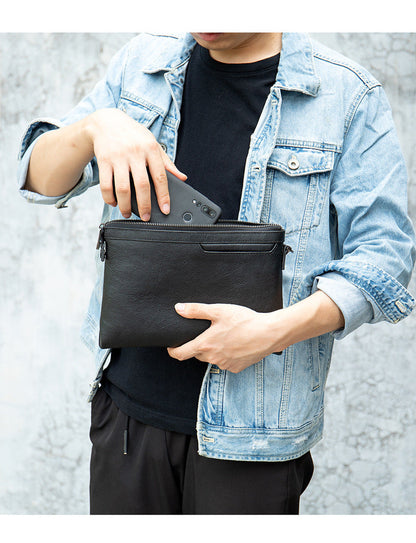 メンズクラッチバッグ 牛皮 本革製 韩国ファッション ビジネス男性用手首バッグ