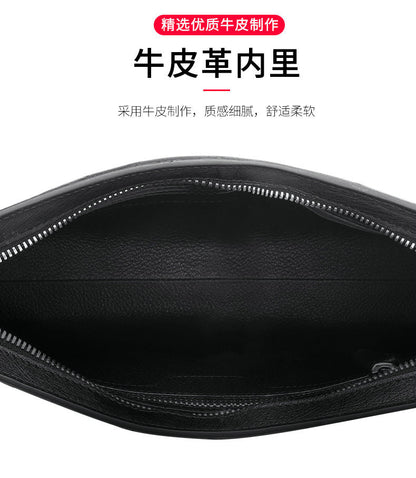 新型ダチョウの皮本革メンズハンドバッグビジネス カジュアル高品質メンズバッグ