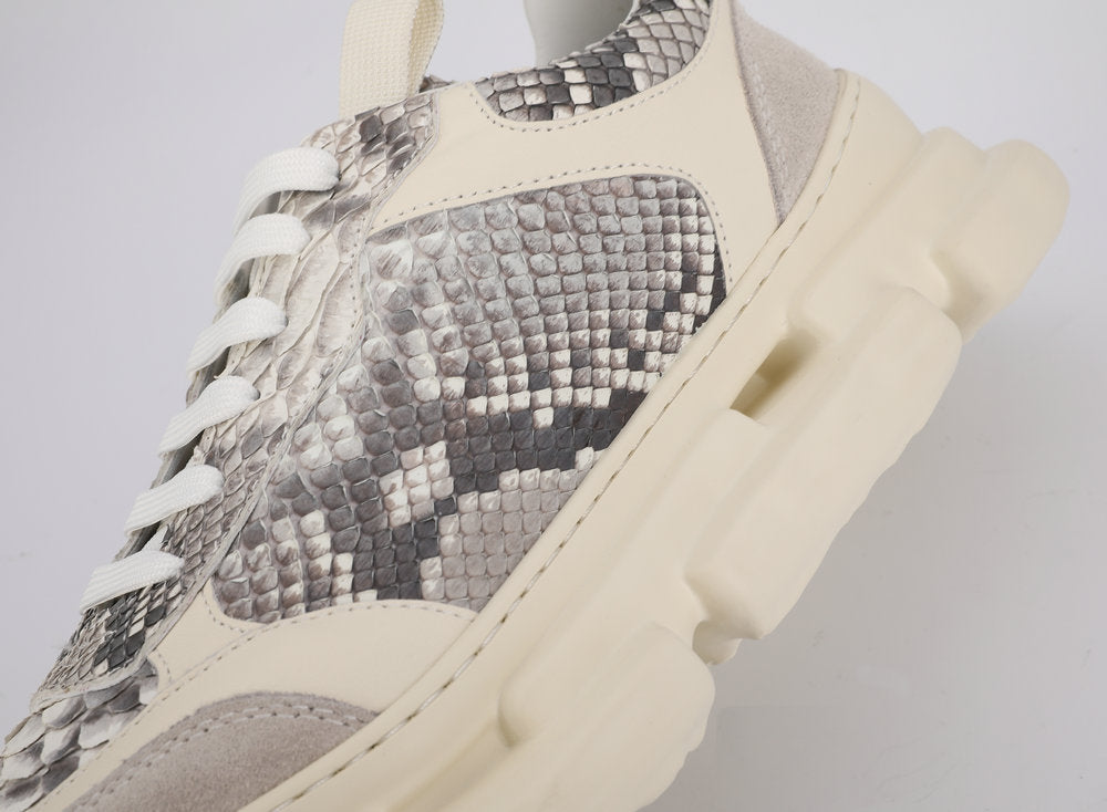 ニシキヘビ皮 メンズカジュアルシューズ ファッション厚底男性靴