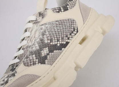 ニシキヘビ皮 メンズカジュアルシューズ ファッション厚底男性靴