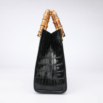 女性バッグ シャムワニ皮 本革バッグ 竹節バッグ ファッショントレンド 大容量 レディースバッグ