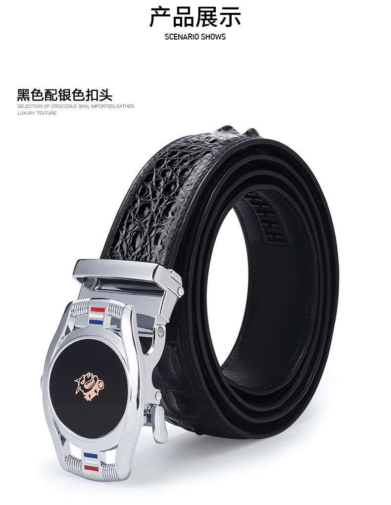 Men's Belt Crocodile Skin Genuine Leather Automatic Buckle Fashion Casual High Quality Men Belt 