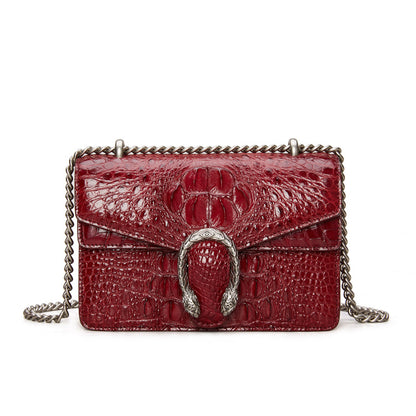 クロコダイル革のチェーンバッグおしゃれ本革レディースショルダーバッグカジュアルバッグ女性