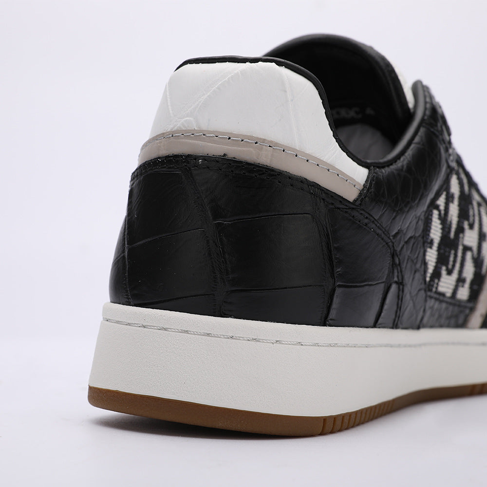 Crocodile Skin Genuine Leather Men's Sneakers Fashion Casual Shoes Rubber Sole Excellent Breathability Men's Shoes 