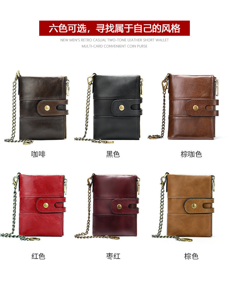 メンズ短財布 牛皮本革製 レトロ RFID盗難防止 カードバッグ