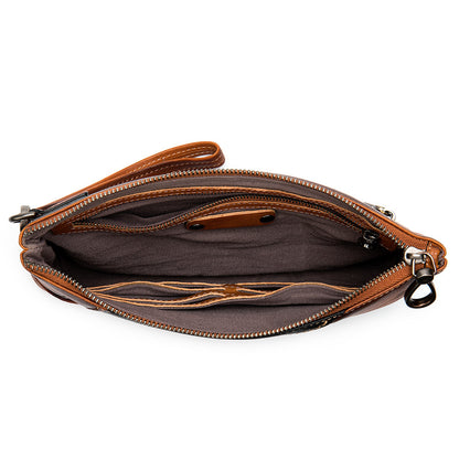 メンズクラッチバッグ 牛皮 本革製 大容量 レトロ ファッション男性用ハンドバッグ