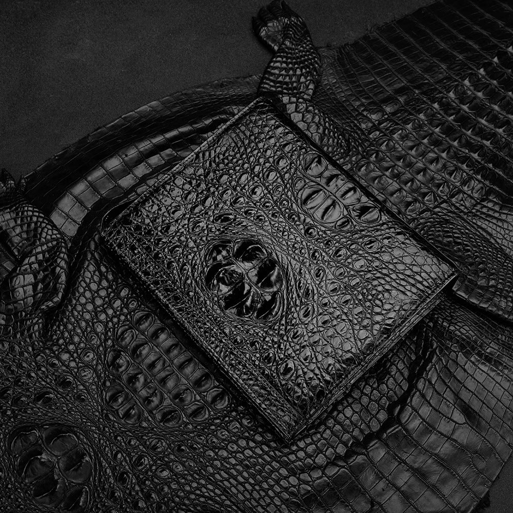 Siamese crocodile skin men's handbag genuine leather large capacity casual business men's bag 