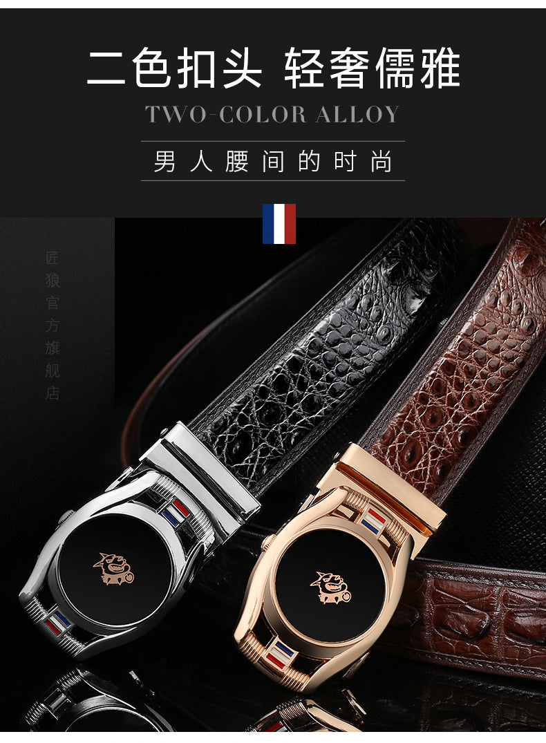 Men's Belt Crocodile Skin Genuine Leather Automatic Buckle Fashion Casual High Quality Men Belt 