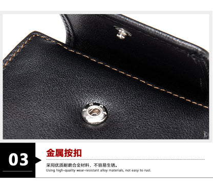 メンズ短財布 牛皮本革製 レトロ 多機能男性用ウォレット