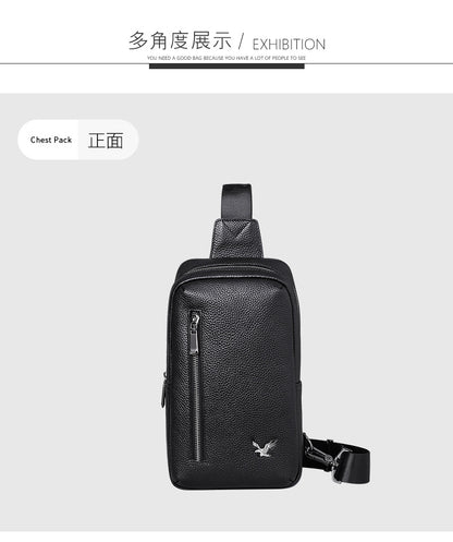 メンズバストバッグ  牛皮 韩国 カジュアルファッションシンプル 斜めがけバッグ
