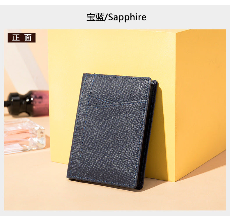 メンズカードバッグ 牛皮 薄型 シンプル カード入れRFID男性用カードクリップ