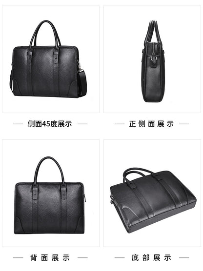 Men's handbag, genuine cowhide leather, crossbody bag, business, large capacity briefcase, computer bag 