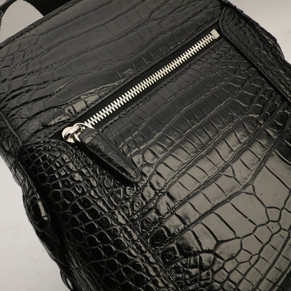 Siamese Crocodile Belly Skin Men's Shoulder Bag Genuine Leather Commuting Business Casual Crossbody Bag with Claws on the Side Edges 