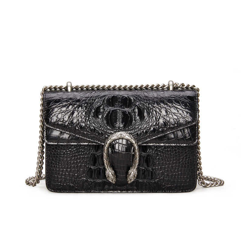 クロコダイル革のチェーンバッグおしゃれ本革レディースショルダーバッグカジュアルバッグ女性
