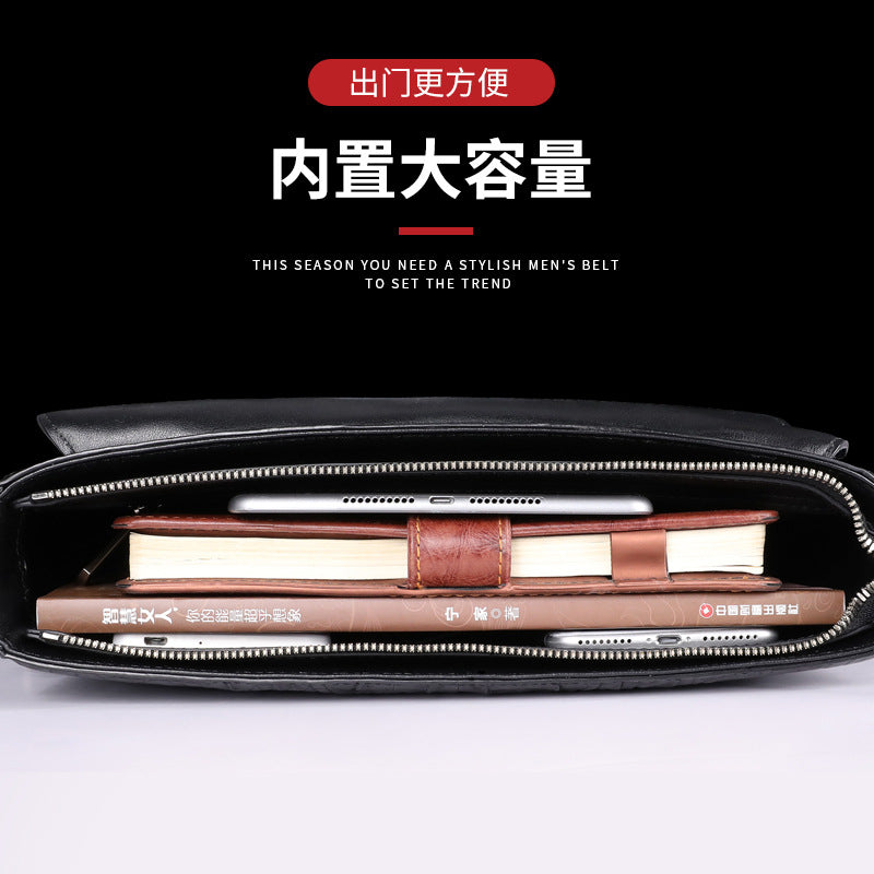 New Crocodile Skin Men's Cambridge Bag Genuine Leather High Quality Luxury Casual Business Crossbody Bag Shoulder Bag 